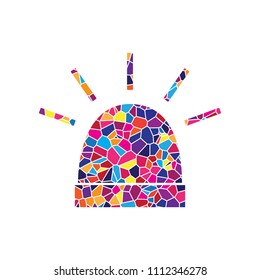 Police single sign. Vector. Stained glass icon on white background. Colorful polygons. Isolated.