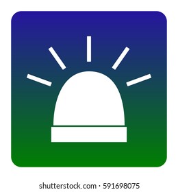 Police single sign. Vector. White icon at green-blue gradient square with rounded corners on white background. Isolated.
