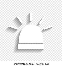 Police single sign. Vector. White icon with soft shadow on transparent background.