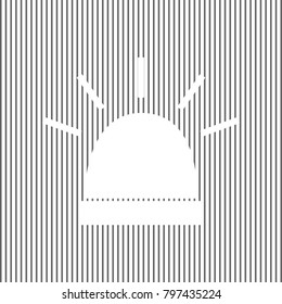 Police single sign. Vector. White icon on grayish striped background. Optical illusion.