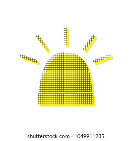 Police single sign. Vector. Yellow icon with square pattern duplicate at white background. Isolated.