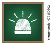 Police single sign. White chalk effect on green school board.
