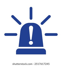 Police siren icon with exclamation point symbol in flat style. 
Business concept for web, marketing, banner, mobile app and graphic elements. Blue Police alarm or ambulance, alert vector illustration.