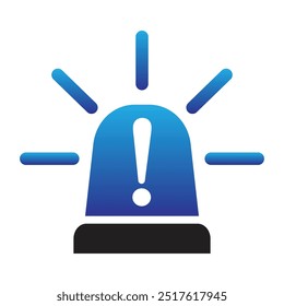 Police siren icon with exclamation point symbol in flat style. 
Business concept for web, marketing, banner, mobile app and graphic elements. Blue Police alarm or ambulance, alert vector illustration.