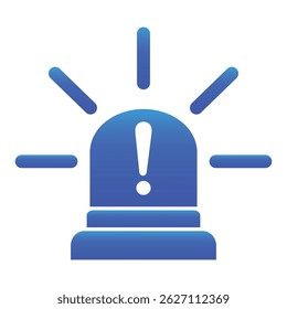 Police siren icon with exclamation point symbol in flat style. Business concept for web, marketing, banner, mobile app and graphic elements. Blue Police alarm or ambulance, alert vector illustration.