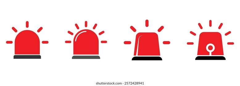 Police siren icon. flat design for emergency alert icon. Ambulance and emergency siren icon. Flat style siren icon. Red alarm light for emergency.