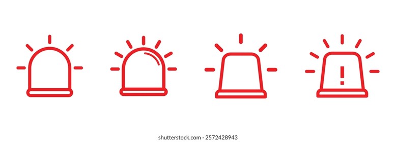 Police siren icon. flat design for emergency alert icon. Ambulance and emergency siren icon. Flat style siren icon. Red alarm light for emergency.