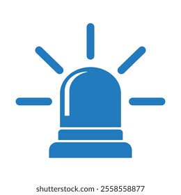 Police siren icon sign symbol in flat style. Blue flasher siren Business concept for web, marketing, banner, mobile app and graphic elements. Blue Police alarm or ambulance, alert vector illustration.