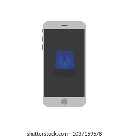 Police siren icon in a smartphone, vector illustration design. Police collection.