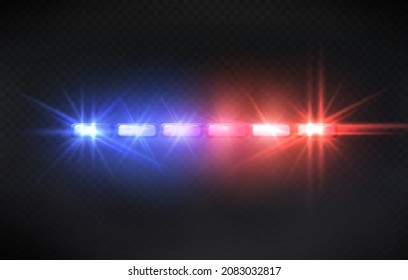 Police siren lights. Beacon flasher, policeman car flashing light and red blue safety sirens vector illustration svg