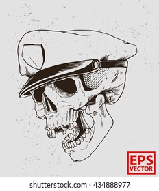 police skull with doddle art vector and background