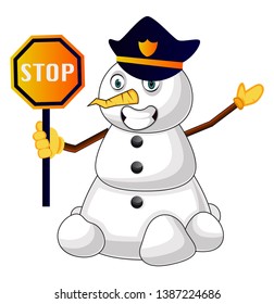 Police snowman illustration vector on white background
