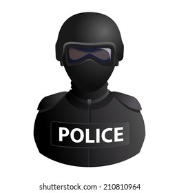 Police specail forces avatar in a mask with glasses icon isolated on white background. Vector illustration