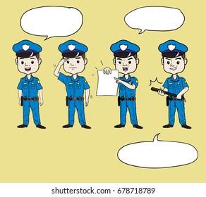 Police stand in the way.