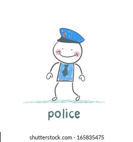 Police stand without moving