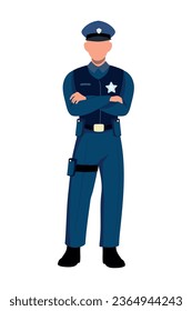 police standing with folded arms isolated icon