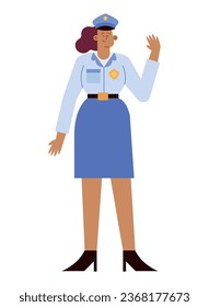 police standing lady vector isolated