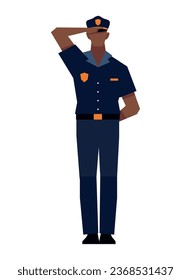 police standing male character isolated illustration