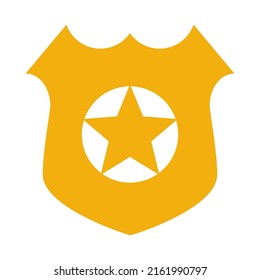 Police Star Badge Icon - Golden Flat Style Symbol Isolated On White Background