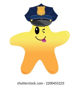 estrella policial con gorro azul