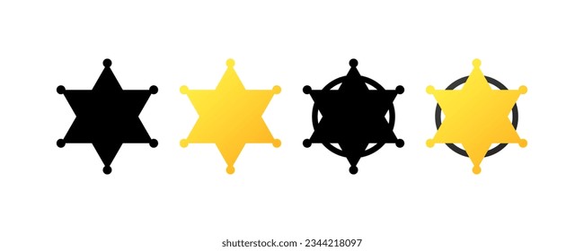 Police star. Different styles, police star in a circle. Vector icons