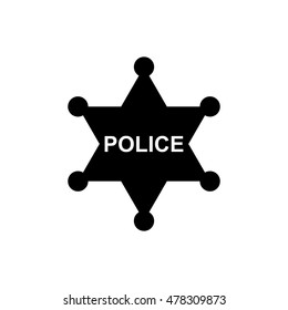 Police star icon. Silhouette flat design vector illustration