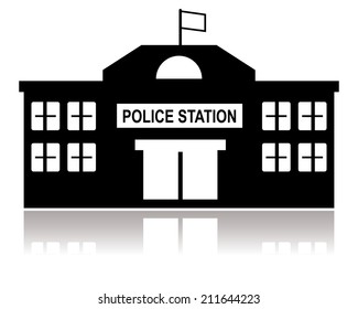 police station in black and white