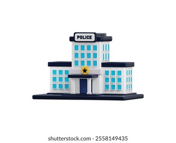 Police station building icon 3d rendering vector illustration