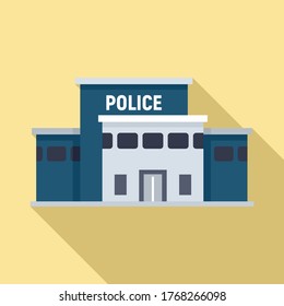 Police station building icon. Flat illustration of police station building vector icon for web design