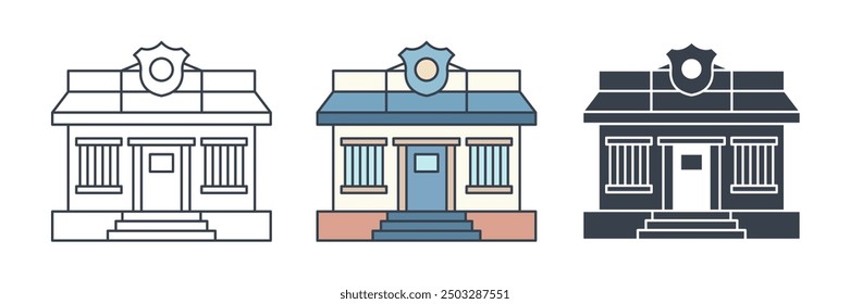 Police Station building icon symbol vector illustration isolated on white background