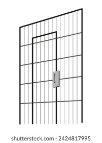 Polizeistation Gebäude Innenraum ohne Angestellte, Personal. Konzept Gefängnisbereich, Angreifer Gefängniszelle. Vektor-Illustration im Cartoon-Stil