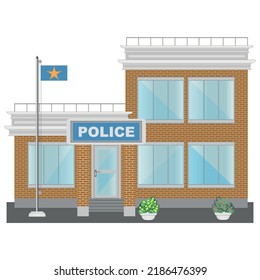 Police Station Building Isolated On White Stock Vector (Royalty Free ...