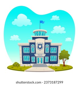 Police station building on a white background