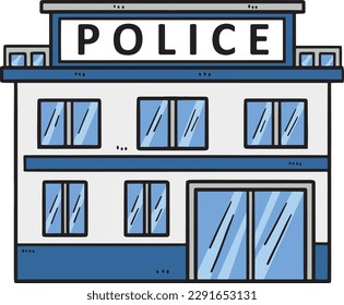 Police Station Cartoon Colored Clipart