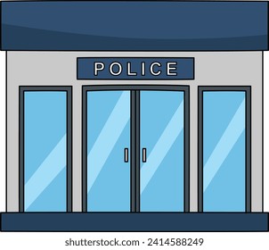 Police Station Cartoon Colored Clipart