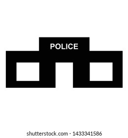 Police station icon black isolated vector illustration