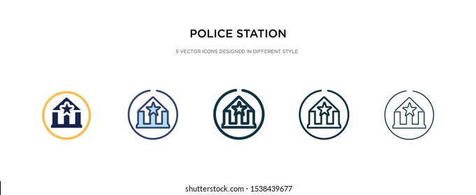 police station icon in different style vector illustration. two colored and black police station vector icons designed in filled, outline, line and stroke style can be used for web, mobile, ui