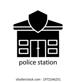 Police station icon. Editable stroke. Design template vector
