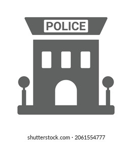 Police, station icon. Gray vector graphics.