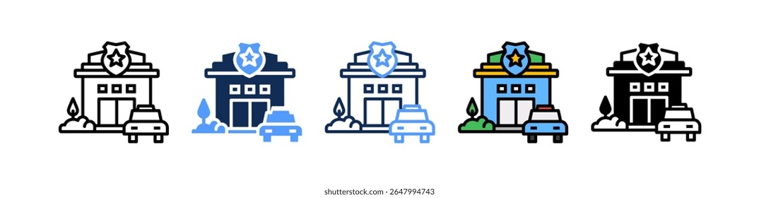 Police Station Icon Multiple Vector Illustration