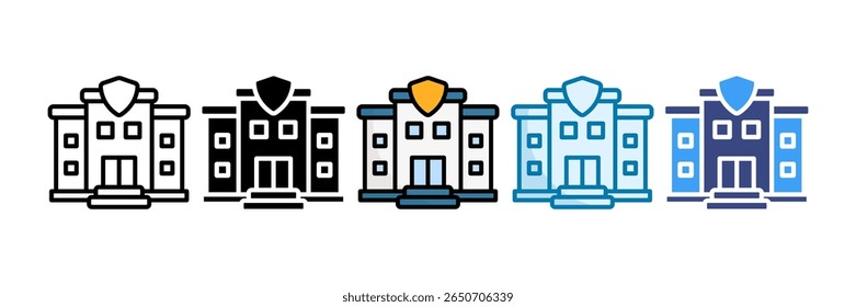 Police Station Icon Set Multiple Style Collection