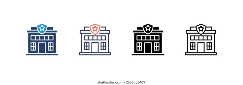 Police Station icon set multiple style collection