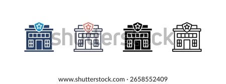 Police Station icon set multiple style collection
