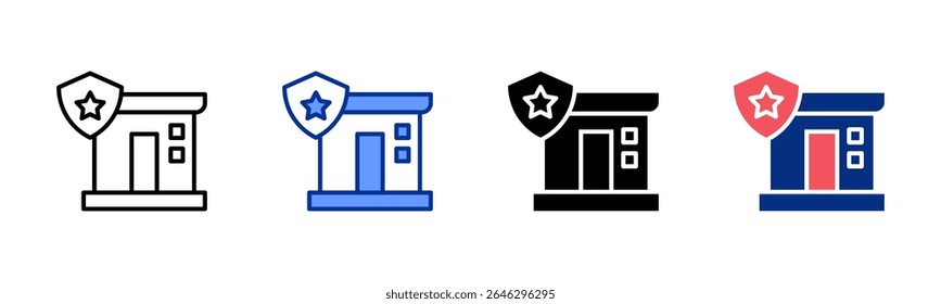 Police Station icon sheet multiple style collection
