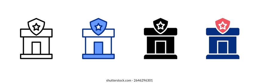 Police Station icon sheet multiple style collection