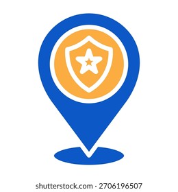 Polizeistation Symbol einfarbiges Design, Vektorgrafik