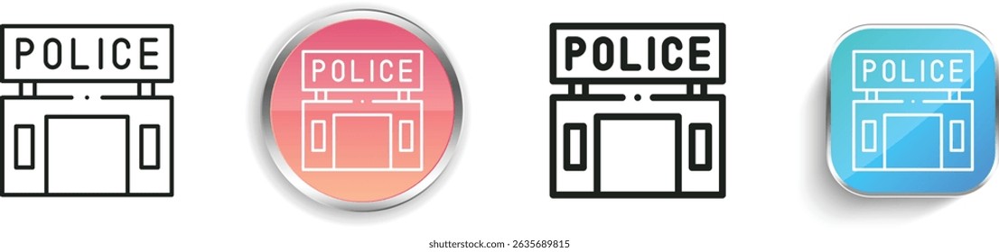 police station icon. Thin Linear, Regular and Button Style Design Isolated On White Background