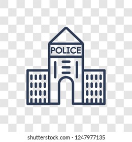 Police station icon. Trendy linear Police station logo concept on transparent background from Architecture and Travel collection