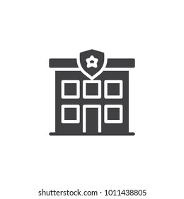 Police station icon vector, filled flat sign, solid pictogram isolated on white. Police department building symbol, logo illustration.
