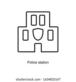 Police station icon vector on white background. Black icon illustration